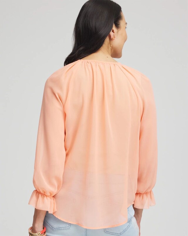 Georgette Sheer Ruffle Blouse - image 3